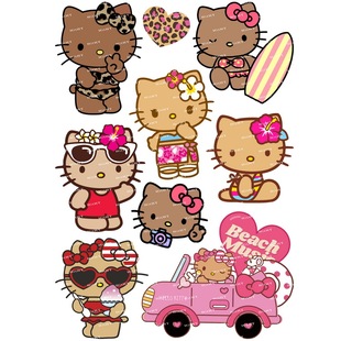 黑皮hello kitty凯蒂猫动漫笔记本电脑冲浪电动车旅行行李箱贴纸