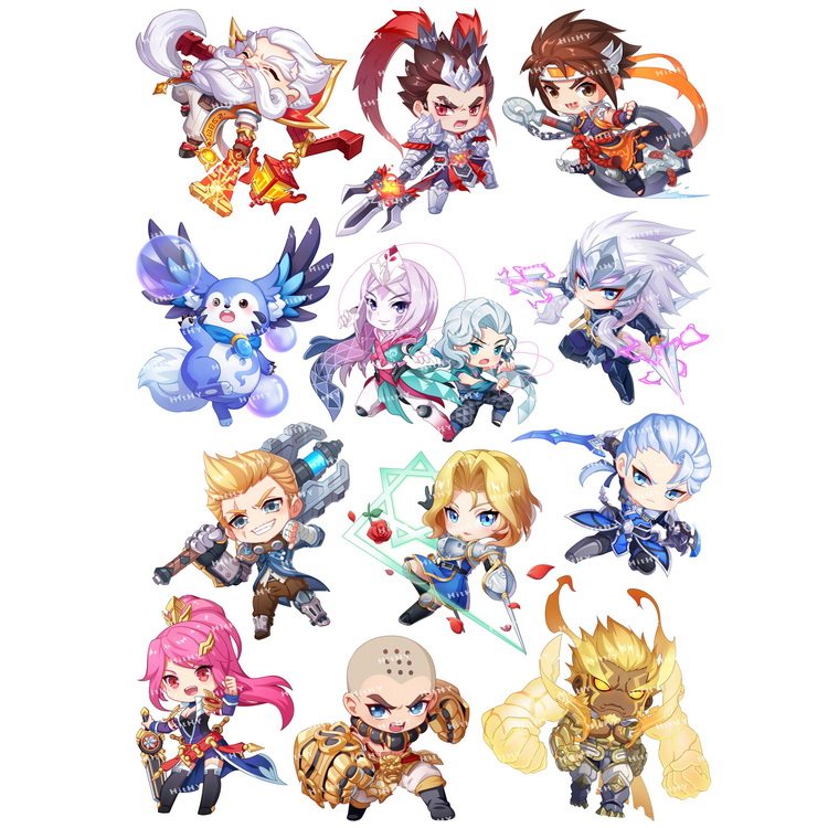 王者荣耀Q版行李箱贴纸个性动漫可爱萌电脑ipad电动车头盔旅行