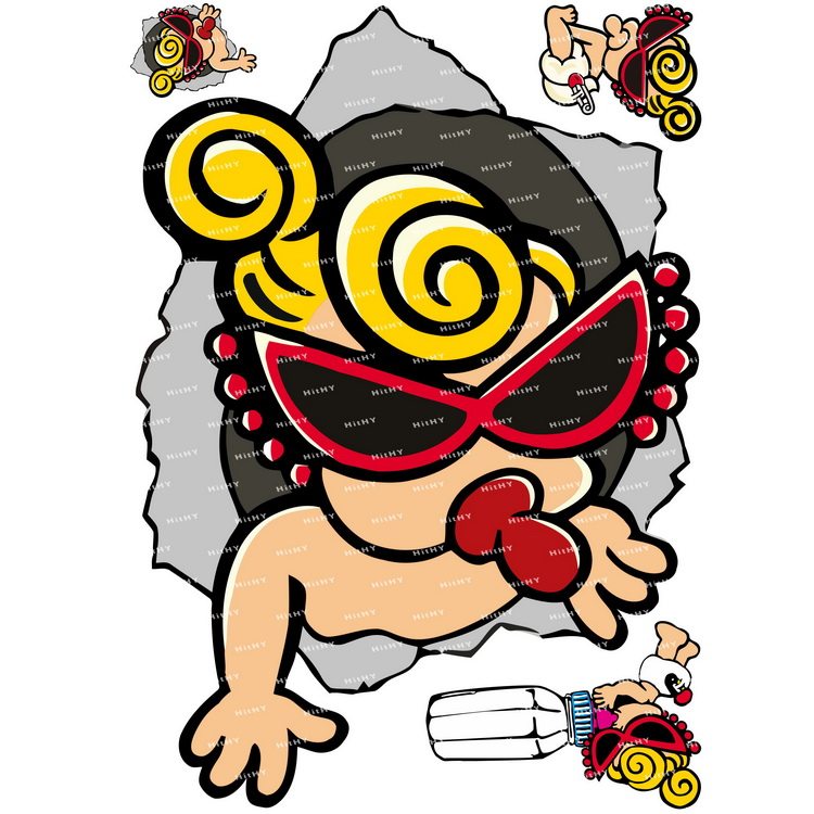 大号F0420-05黑超奶嘴B动漫卡通潮牌电脑笔记本旅行拉杆箱贴纸