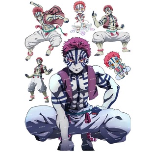 鬼灭之刃上弦之鬼猗窝座动漫笔记本电脑头盔电动车旅行行李箱贴纸