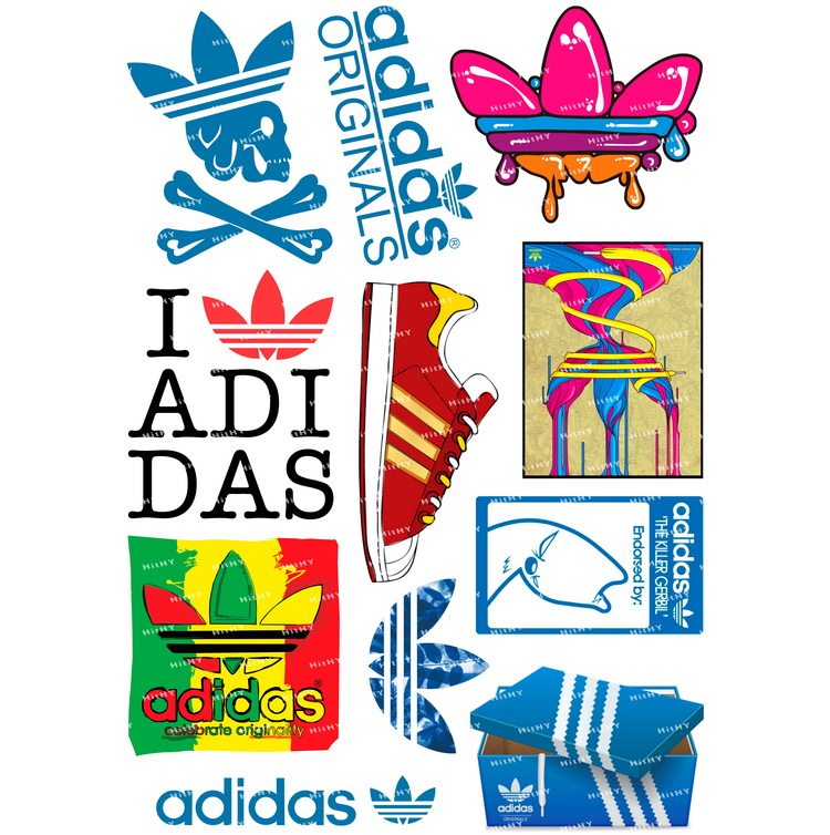 F0033-01adidas三叶草潮牌个性笔记本吉他旅行拉杆箱电动车贴纸