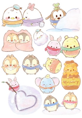 中号F0271-09tsum tsum萌迪士尼卡通电脑吉他手机旅行拉杆箱贴纸