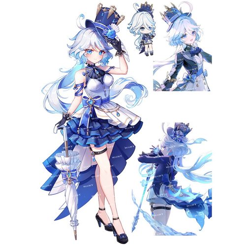 大号F0419-03原神水神芙宁娜游戏电脑笔记本吉他旅行拉杆箱贴纸