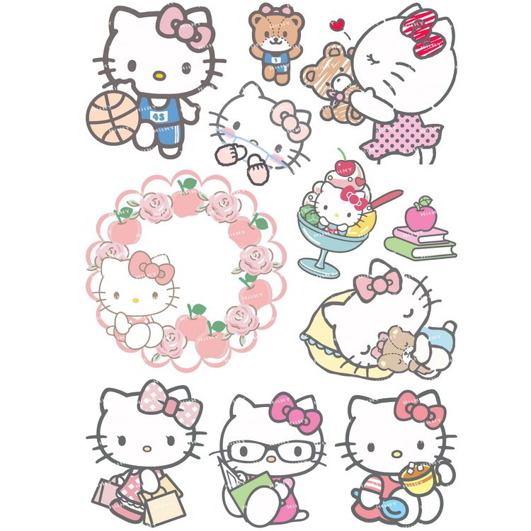 大号F0290-07动漫hello凯蒂萌kitty电脑吉他手机猫旅行拉杆箱贴纸