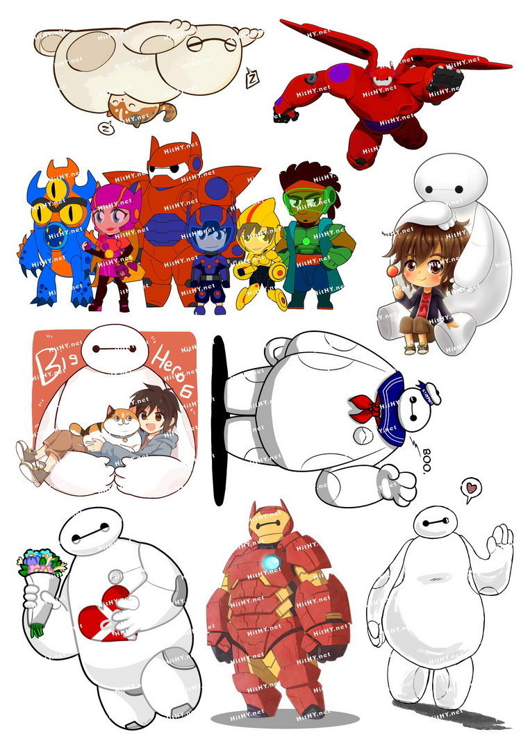 中号大白陆战队迪士尼旅行箱贴纸