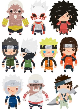 小号F0078-06火影忍者Q版卡通动漫笔记本电脑手机旅行拉杆箱贴纸