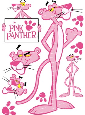 大号F0069-05粉红豹Pink Panther卡通笔记本手机旅行拉杆箱贴纸