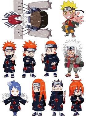 中号F0078-02火影忍者 晓-卡通动漫笔记本手机死飞旅行箱贴纸防水