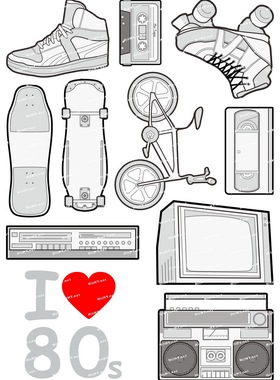 大号F0035-02 80后 回忆-笔记本电脑手机死飞汽车旅行箱贴纸HitHY