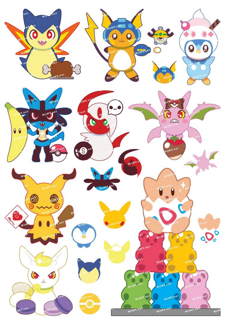 小号f0280-01皮卡丘宠物小精灵q版萌比卡超电脑手机旅行拉箱贴纸