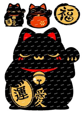 中号F0287-03招财猫lucky cat笔记本电脑手机吉他旅行拉杆箱贴纸