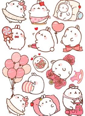 小号F0258-03molang土豆兔卡通动漫电脑手机旅行拉杆箱防水贴纸