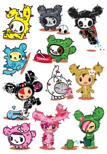 TKDK潮流服装 中号F0057 tokidoki 潮牌笔记本旅行箱贴纸防水