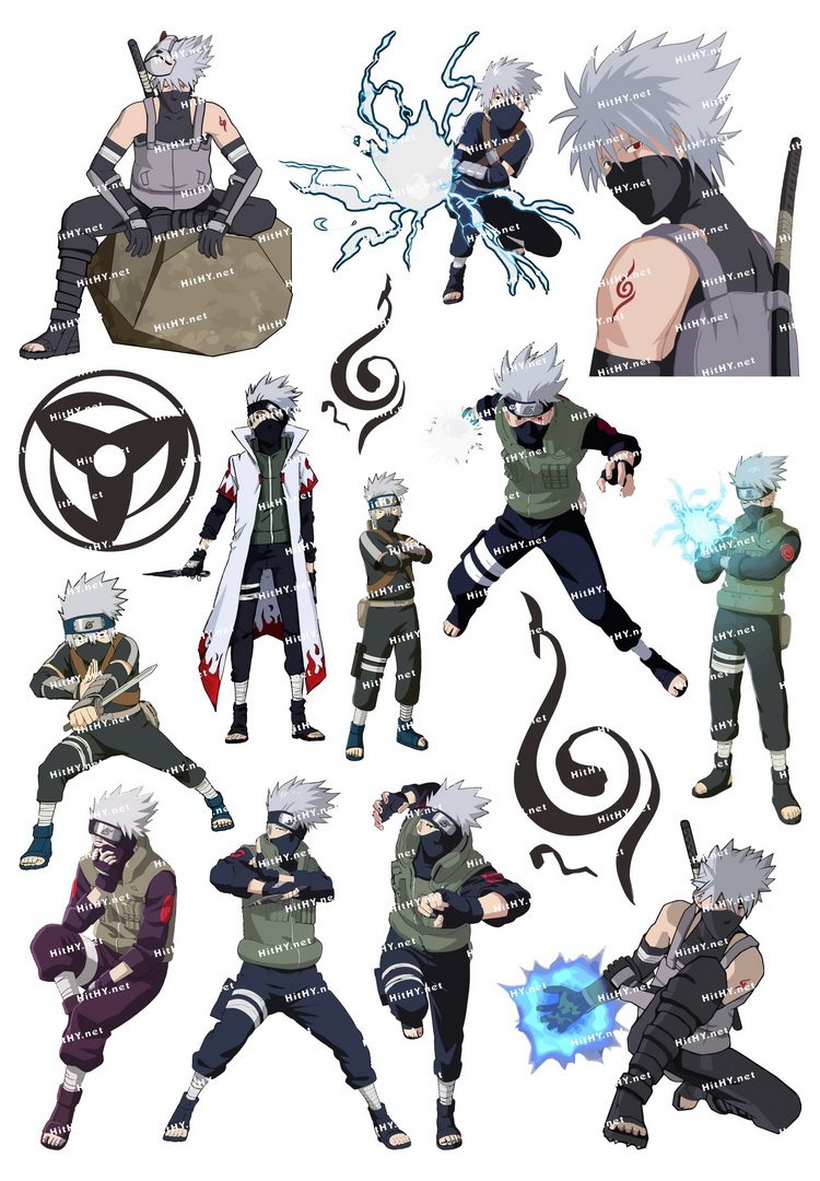 小号f0177-02火影忍者 卡卡西-卡通动漫笔记本电脑汽车旅行箱贴纸