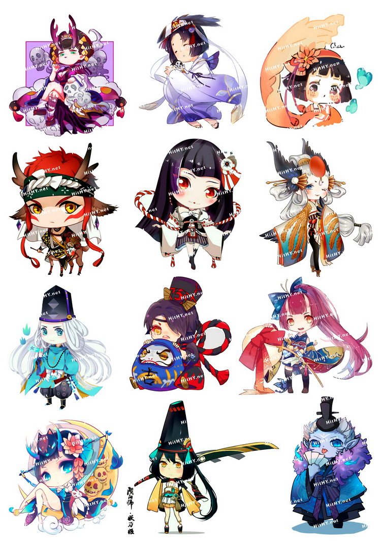 小号f0252-45阴阳师q版卡通动漫电脑手机旅行拉杆箱贴纸防水