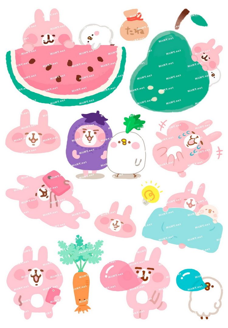 中号F0260-05kanahei兔兔和P助卡通动漫电脑旅行拉杆箱贴纸防水,3C数码配件,笔记本个性小贴纸,淘宝优惠券,粉丝福利购,淘宝优惠卷