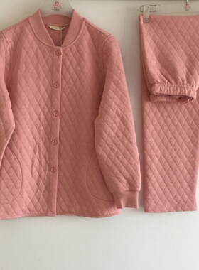 正品康妮雅家居服休闲睡衣开衫棉春秋真空薄夹棉长袖女套装621020
