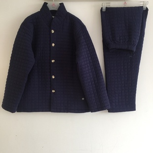 61604 男套装 康妮雅家居休闲睡衣纯色立领开胸针织棉夹棉长袖 长裤