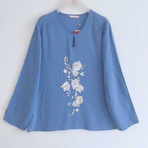 正品康妮雅春夏睡衣梭织人棉圆领