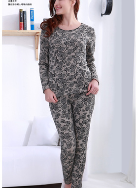 康妮雅睡衣冬长袖长裤贴身打底女士保暖内衣套装220Y2263加厚加绒