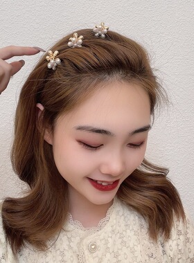 珍珠花瓣韩版少女风后脑勺刘海夹