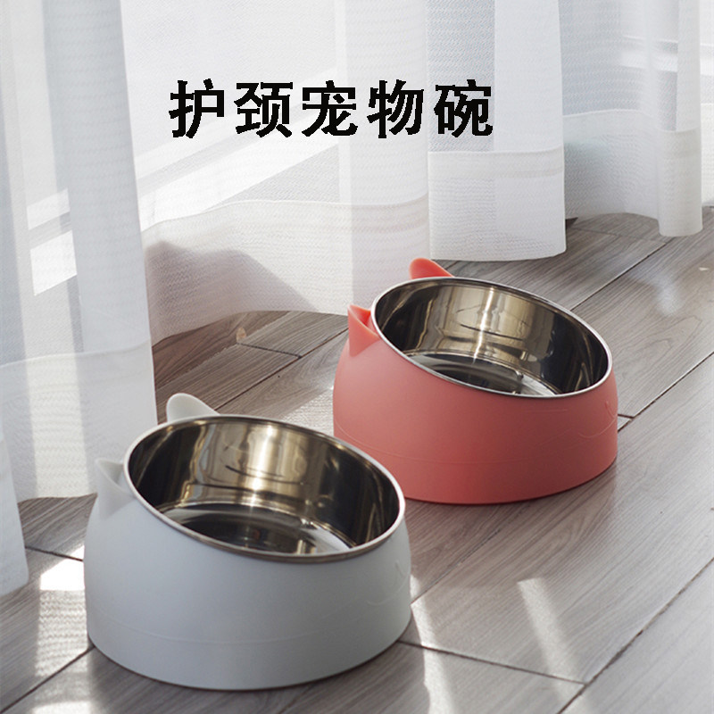 狗盆狗碗比熊不锈钢狗碗大型犬护颈防打翻金毛狗碗泰迪不锈钢猫碗
