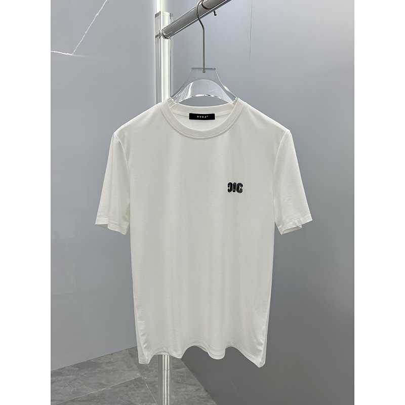 高端潮牌欧货修身天丝短袖T恤男