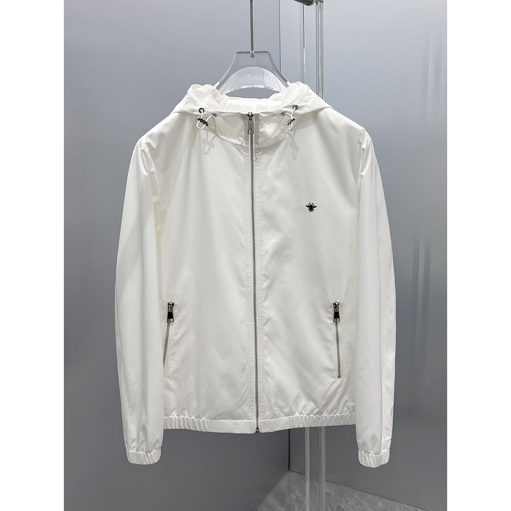 欧洲站高端潮牌欧货2025春秋时尚小蜜蜂刺绣修身连帽男士夹克外套