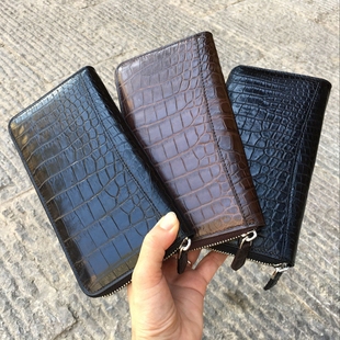 腹皮長(zhǎng)款 正品 手拿包 手包 鱷魚(yú)皮錢(qián)包男士 商務(wù)單拉鏈?zhǔn)謾C(jī)包