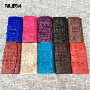 鱷魚(yú)皮錢(qián)包男女通用商務(wù)錢(qián)夾三折長(zhǎng)款 正品 多卡位票夾