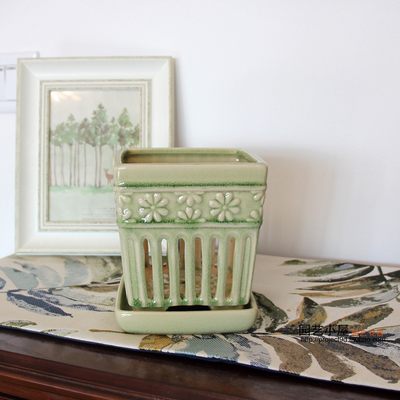 包邮手工镂空兰花陶瓷专用