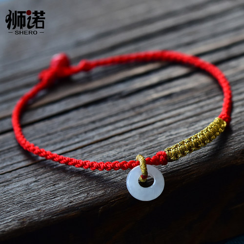转运环平安扣红绳脚链本命年