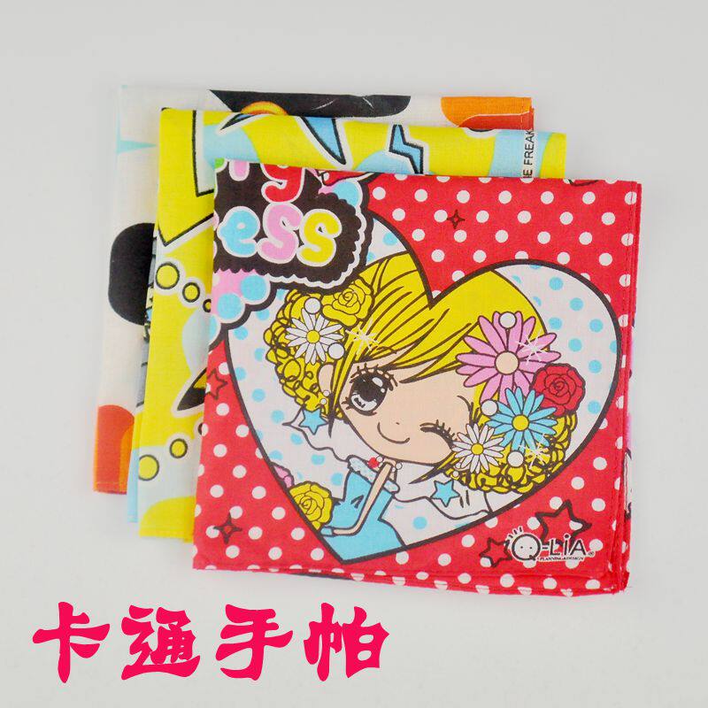 儿童手帕纯棉幼儿园手工小手绢迪斯尼全棉方巾小朋友可爱卡通