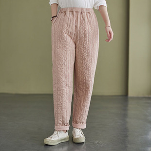 羽绒裤 冬季 纯棉面料柔软95白鹅绒轻薄松紧腰宽松显瘦小脚萝卜裤