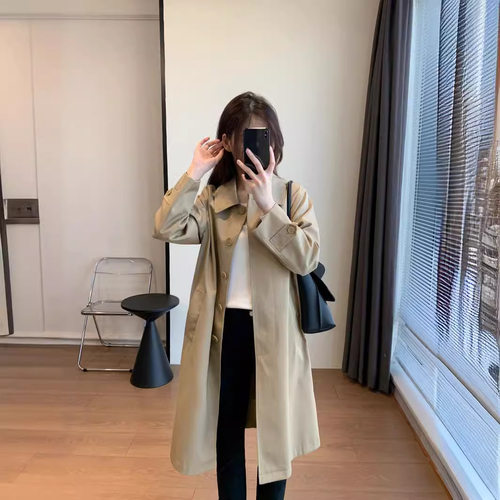 Women's mid to long windbreaker jacket for autumn and winter