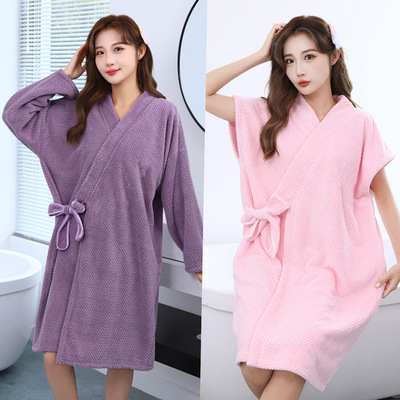 Thickened bath towels, women's home shower robe shower skirt