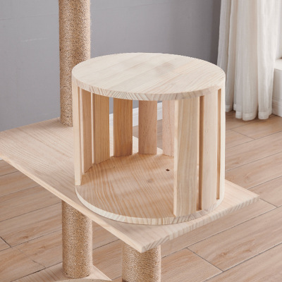 Solid wood frame cat jumping platform cat catching ball toy