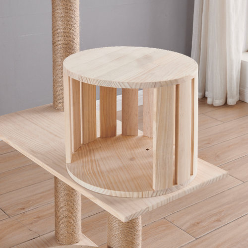 Solid wood frame cat jumping platform cat catching ball toy
