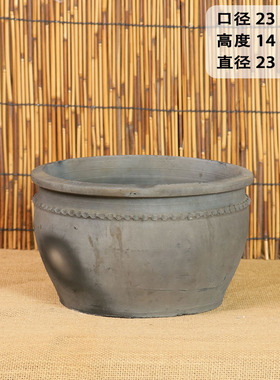 老式花盆黑陶超大号透气花盆
