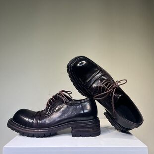 2024春季新款真皮厚底增高男鞋子固特异手工马皮潮流百搭男皮鞋