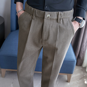 松紧腰冬款毛呢休闲西裤 宽松磨毛卡其K8082-P65北辰风(98）,男装西裤,电商A159