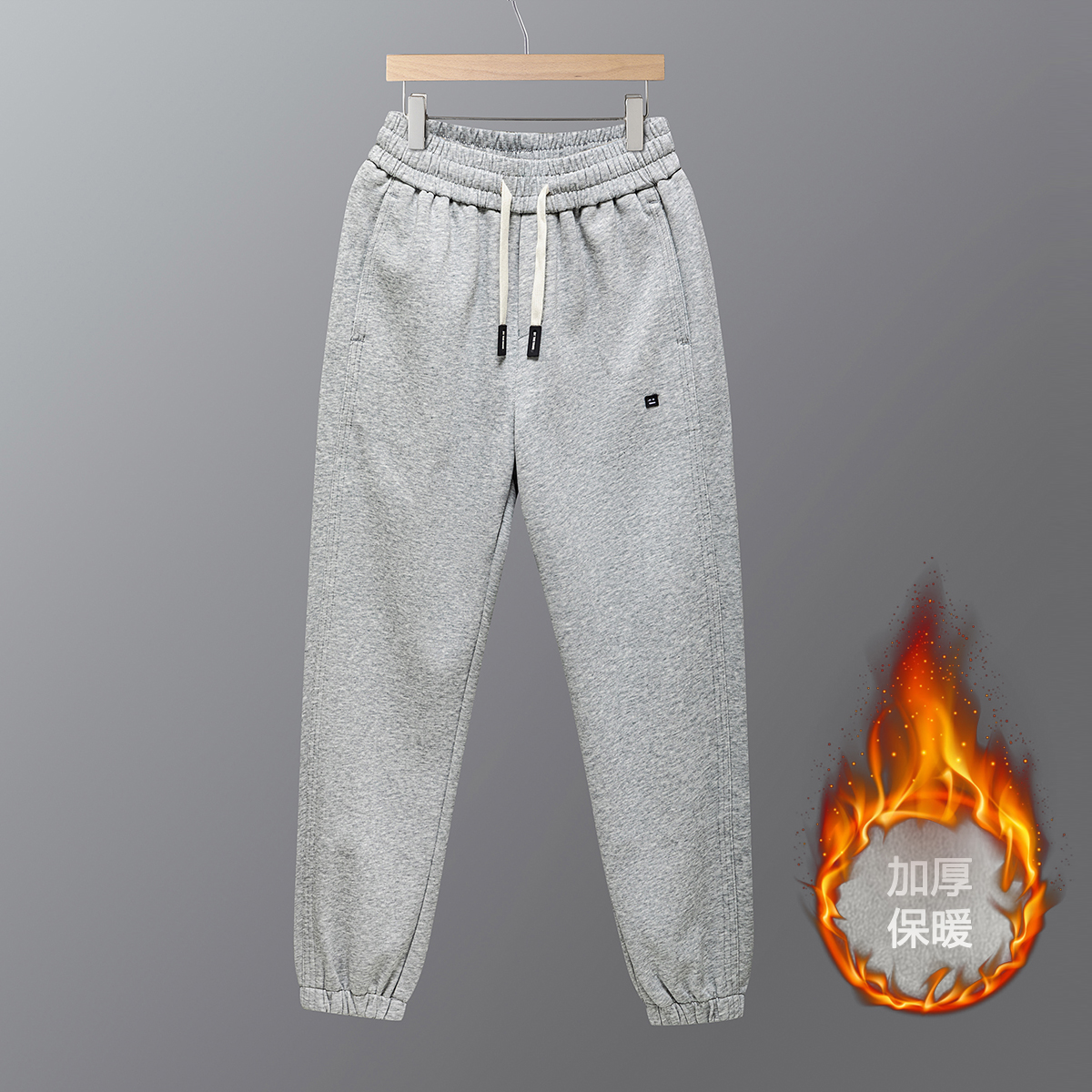 秋冬运动裤松紧腰系绳休闲裤浅灰K9038加绒-P53一口价（98），女装休闲裤，电商A159