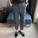 春夏修身条纹西裤9分裤休闲裤男中灰K507-P60北辰风（98），男装西裤，电商A159