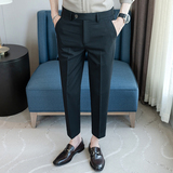 春夏修身条纹西裤青年9分裤黑色K520-P65（98），男装西裤，电商A159