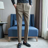 冬款毛呢西裤修身休闲裤磨毛保暖蓝色K8076-P65北辰风(98），男装休闲裤，电商A159