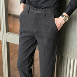 冬款毛呢9分裤绣花保暖磨毛男裤卡其K703-P60柏悦风（98），男装棉衣，电商A159