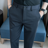 春夏修身高弹西裤凉感冰丝9分裤刺绣黑色K518-P65（108），男装西裤，电商A159