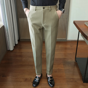 冬款毛呢西裤修身休闲裤磨毛保暖卡其K8076-P65柏悦风(98）