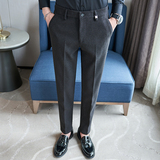 冬款毛呢西裤修身休闲裤磨毛保暖深灰K8076-P65北辰风(98），男装休闲裤，电商A159