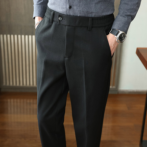 松紧腰冬款毛呢休闲西裤 宽松磨毛 黑色K8072-P65柏悦风(98）图片